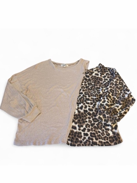 Haptics Tops - 3/$20 Haptics Ribbed Cheetah Peek-a-Boo Shoulder Blouse Top Women’s Plus 2X
